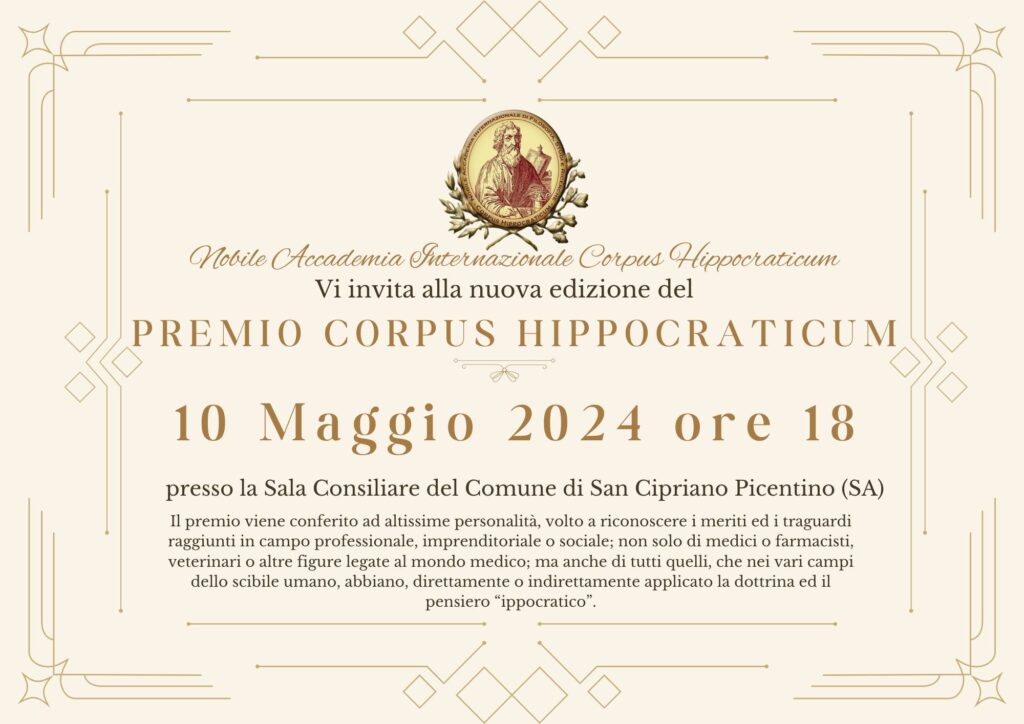 Un connubio di riconoscimenti di Eccellenze e Pace della Nobile Accademia Corpus Hippocraticum